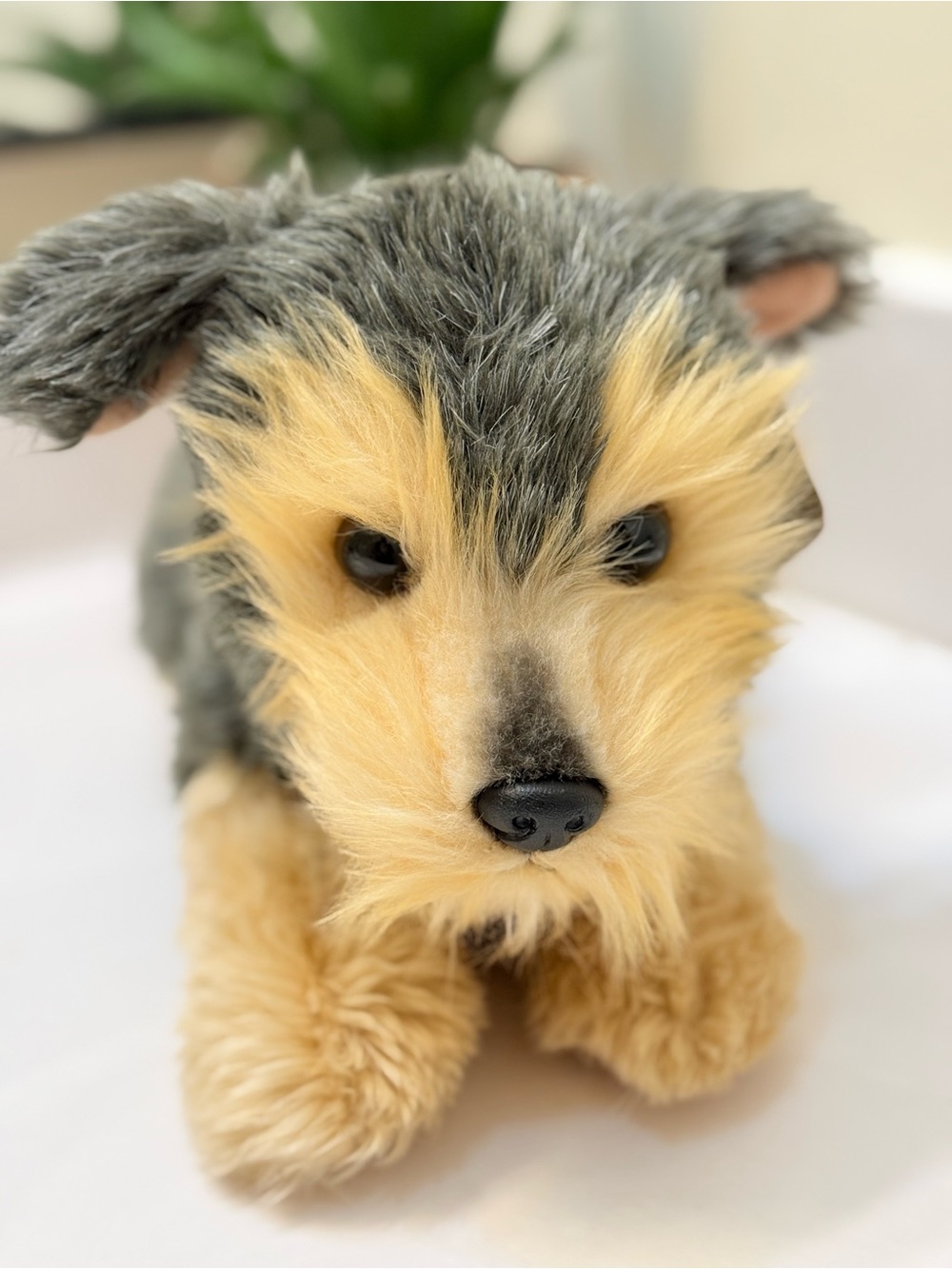 Plush Yorkie Dog Toy - Gray and Tan Soft Stuffed Puppy